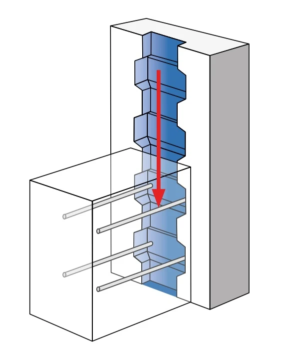 Zbrojenie odginane Listwa kotwiąca RECOSTAL RSV z profilem trapezowym dla naprężeń wzdłużnych