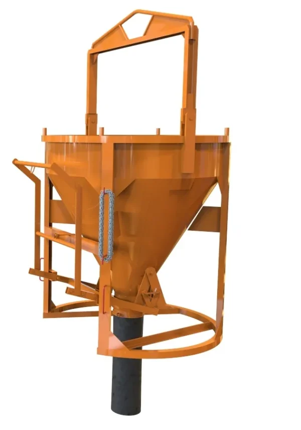 Pojemnik do betonu z wylewem centralnym dźwignią spustową oraz obrotowe ramie Wrocław