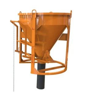 Pojemnik do betonu z wylewem centralnym i dźwignią spustową